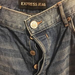 Express Vintage Skinny Ankle Ripped Jeans